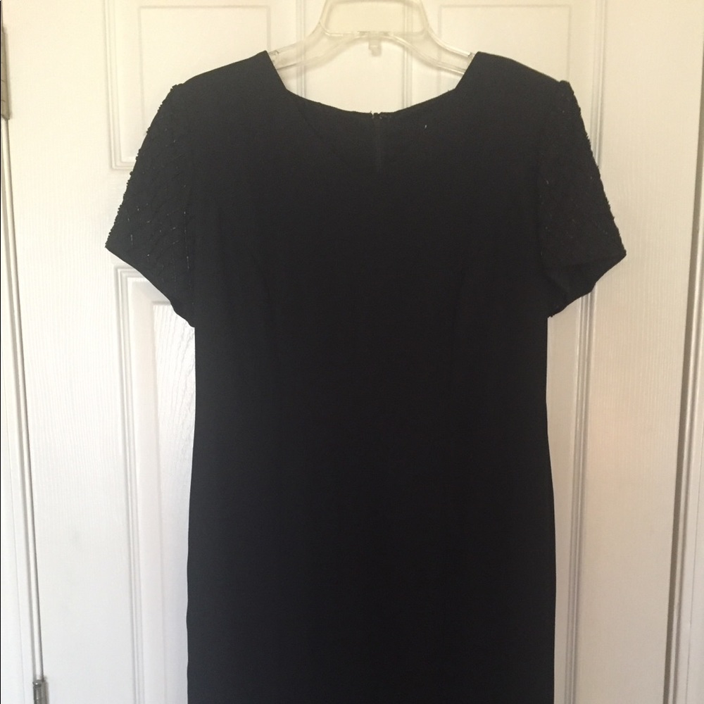 Melissa Harper Little black dress beaded shoulders